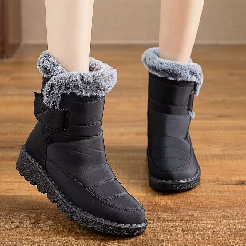 Women's Winter New Cross-border Snow Boots Women's Fleece-lined Thickened Warm Cotton Shoes Large Size Flat Waterproof Cotton Boots