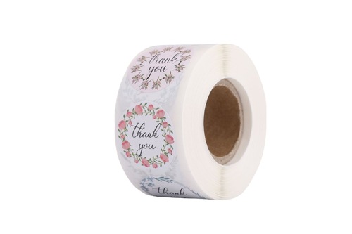Round Sealing Tape Thank You Sticker, Self-Adhesive Label Printed on Copper Paper, Circular Sealing Tape