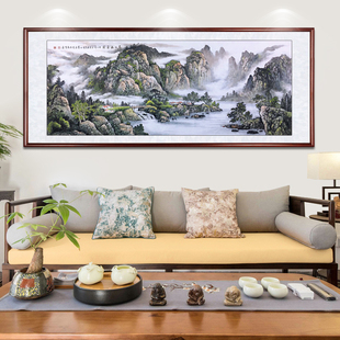 Chinese Traditional Hand-Painted Landscape Painting for Living Room, Decorative Painting for Sofa, Wealth-Attracting Office Hanging Painting, Calligraphy and Painting
