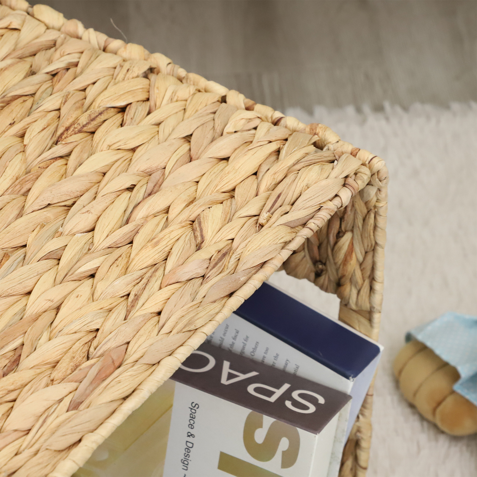 Cesta de almacenamiento de paja de calabaza transfronteriza tejida a mano cesta de almacenamiento caja de almacenamiento de artículos diversos caja de almacenamiento cuadrada marco de almacenamiento plegable