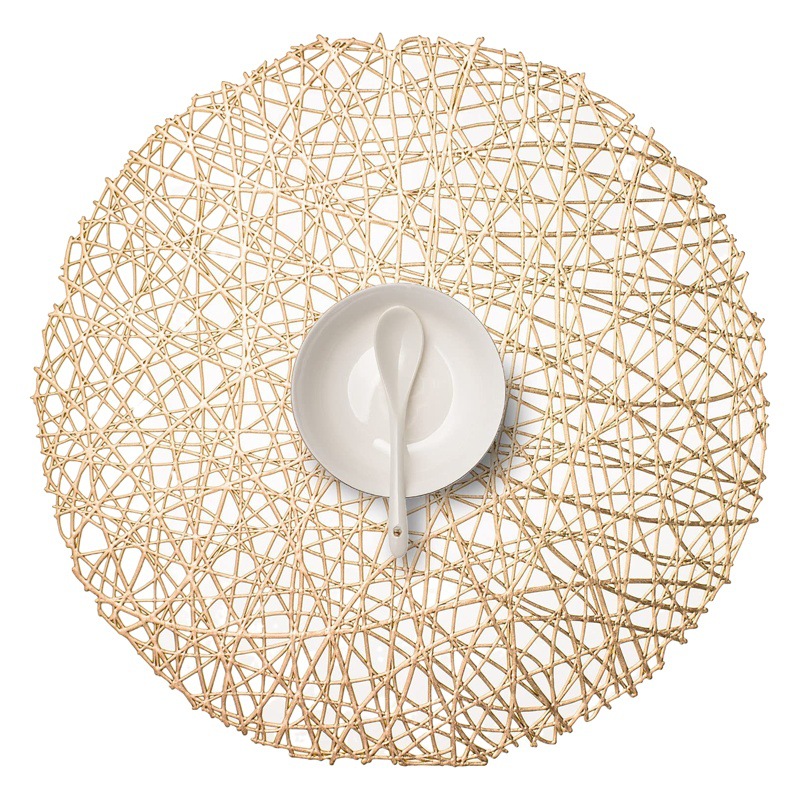 Ronda dorado mantel hueco dorado y el alambre de plata dibujo antideslizante estera tabla estera de la montaña estera de aislamiento decorativo occidental mantel al por mayor