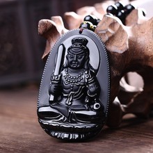A黑曜石吊坠生肖本命佛八大守护神男士项链女饰品观音佛像厂家批
