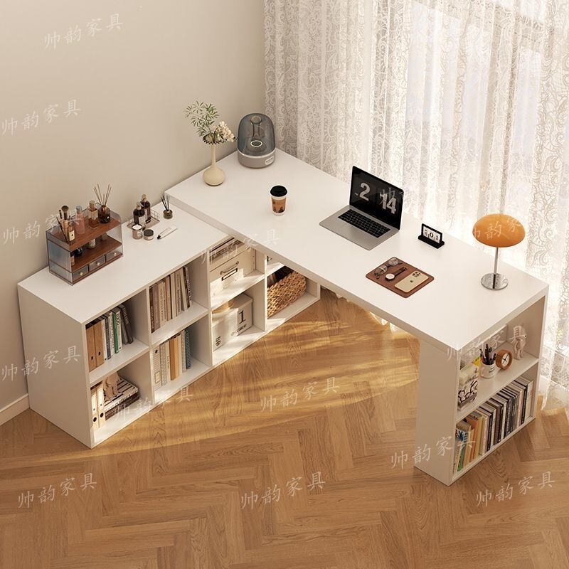 Corner computer desk, home study desk, girl's bedroom bookshelf, dressing table, L-shaped corner desk, desk and bookcase combination Corner computer desk, home study desk, girl's bedroom bookshelf, dressing table, L-shaped corner desk, desk and bookcase combination