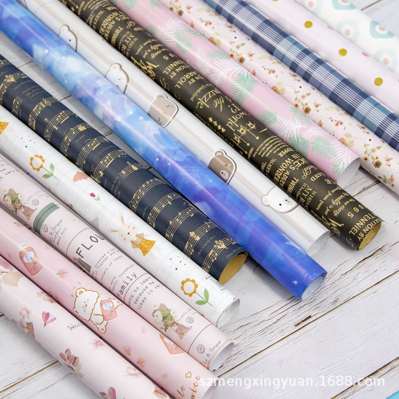 Papel de regalo para productos terminados, en rollo individual, para cajas de regalo de cumpleaños, papel de regalo infantil con dibujos animados para días festivos, papel decorativo
