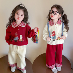 女童秋季套装2025新款超好看儿童秋装女宝宝春秋上衣阔腿裤两件套