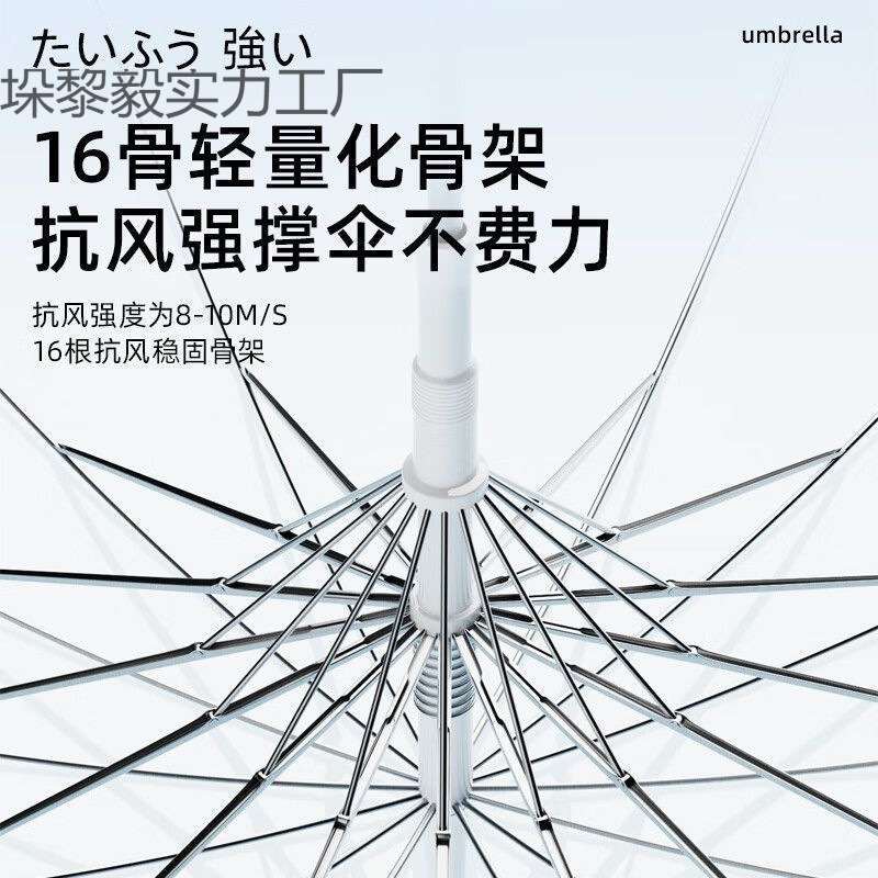 店铺热销16骨透明雨伞长柄伞大号双人女白色网红日系高颜值雨伞批|undefined