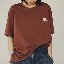 T恤女休闲百搭短袖刺绣可爱显瘦上衣文艺圆领宽松t恤短袖上衣女夏