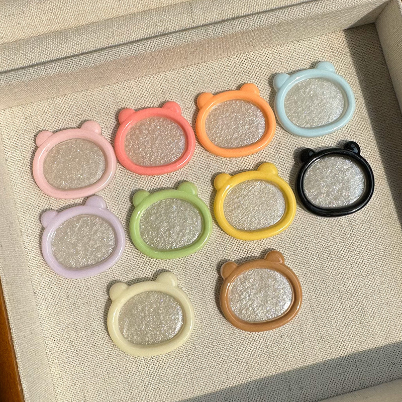 冰透細閃盤子小熊飾品配件DIY奶油膠手機殼髮夾頭飾服裝配飾貼片