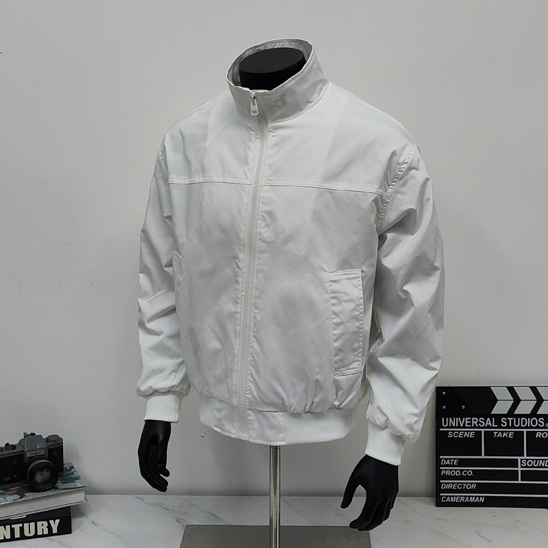 Retro Baseball Jacket With Stand-up Collar And Inner Pockets_voghion.com