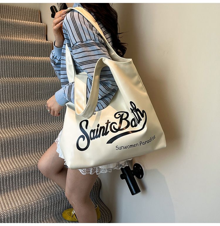 Large-capacity single-shoulder bag for women, 2025 new style, fashionable, casual and versatile tote bag, letter niche design handbag undefined