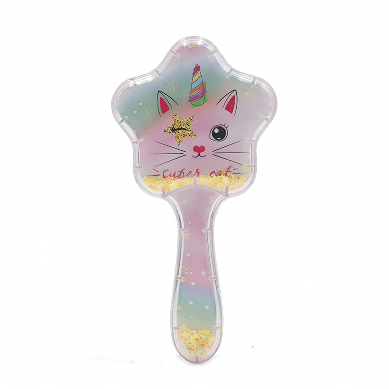 Fábrica de suministro de inventario creativo dibujos animados lindos mango de reducción de presión peluquería portátil peine de cabello largo