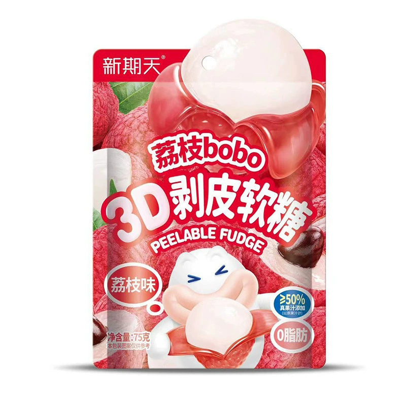 3D-съедобная желейная конфета, 50% сок, ароматы белого персика и винограда, 75 г фруктовая закуска