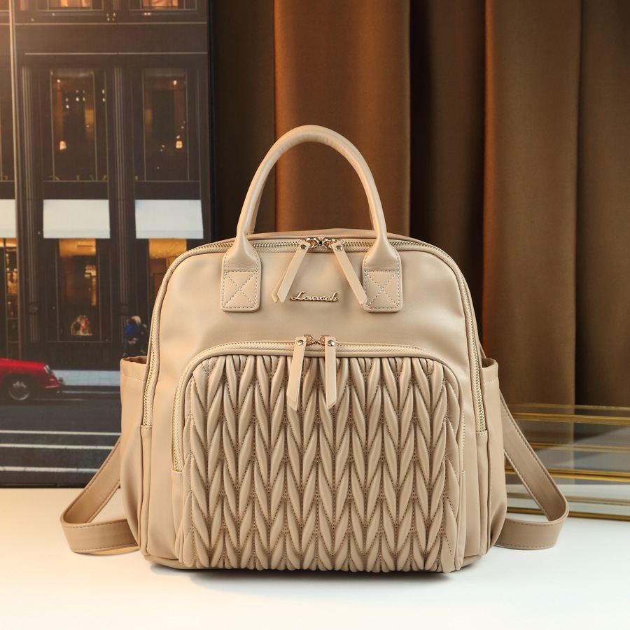 Retro-Rucksack im einfarbigen, gewebten Design – vielseitige, lässige Reise- und Wickeltasche für Damen_voghion.com
