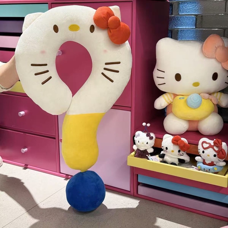 漫画 kt 猫疑問符 U 字型枕カジュアル枕ぬいぐるみソファクッション装飾装飾品昼寝枕女性|undefined