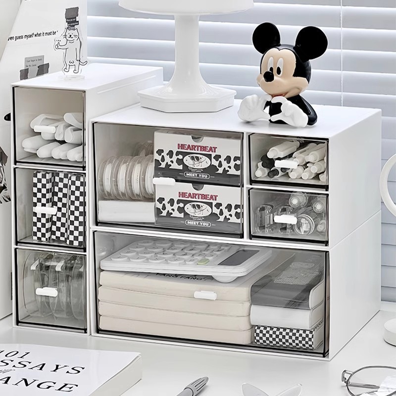 Escritorio INS caja de almacenamiento tipo cajón superposición Oficina de cosméticos estudiantiles papelería bolígrafo transparente escritorio acrílico