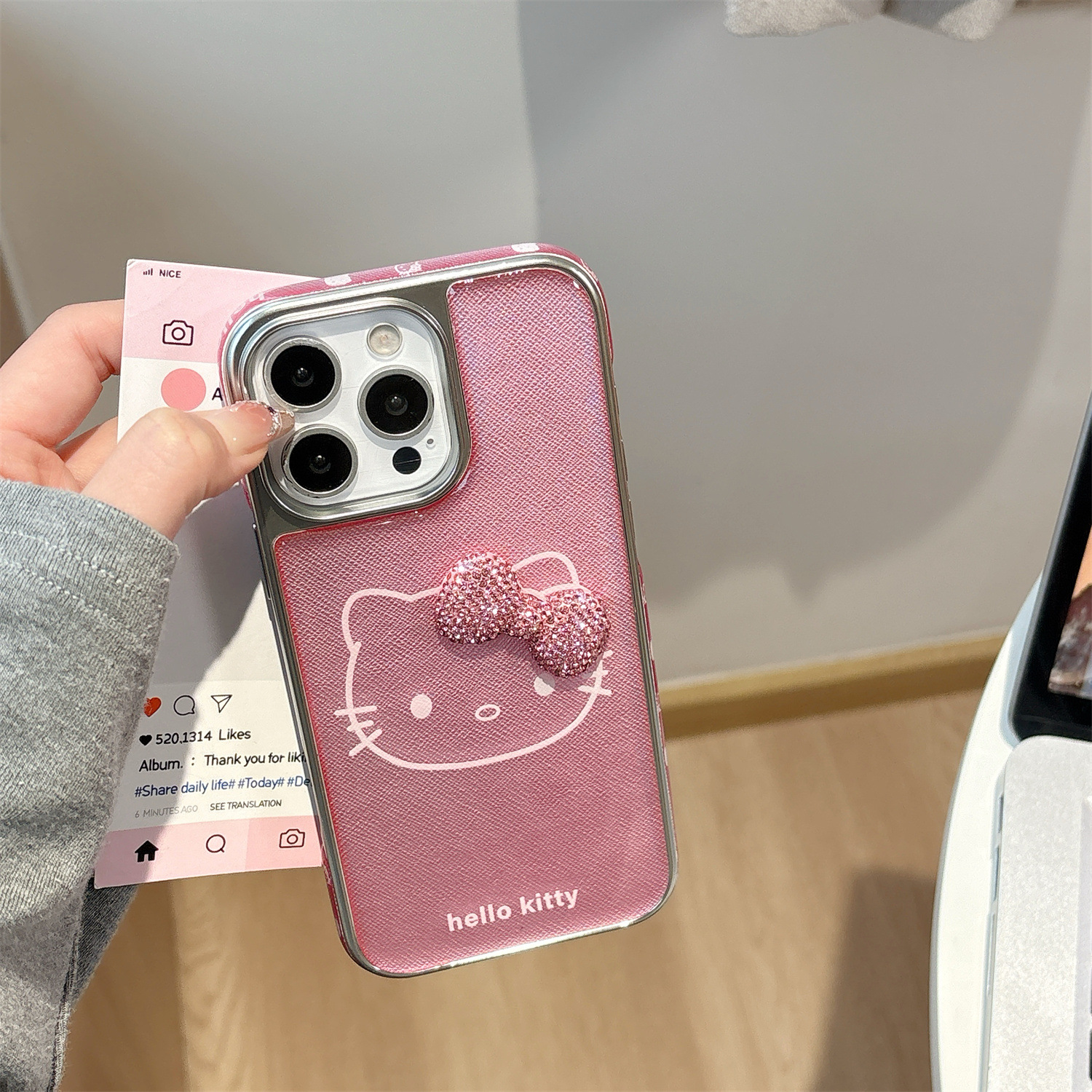 Corazón de niña japonesa y coreana arco tridimensional KT gato para Apple 15Pro funda para teléfono móvil 16PorMax nicho 14/13