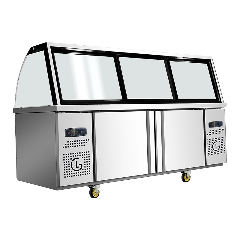 Comida cocinada vitrina comercial pato cuello estofado carne pedidos gabinete supermercado fresco mantenimiento gabinete plato frío arco vidrio fresco-mantenimiento congelador