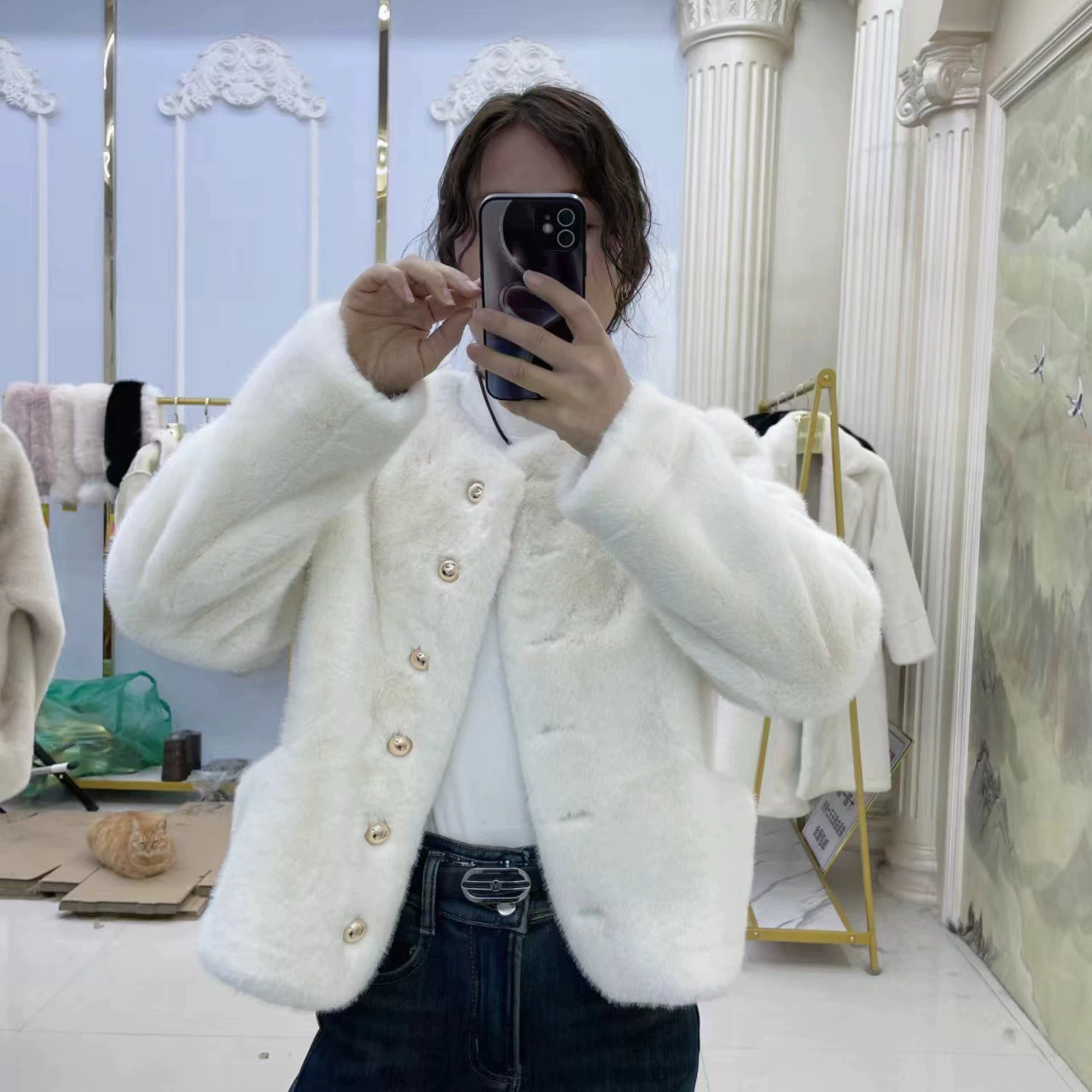 Короткая бархатная куртка для тепла, стиль Chanel, искусственный мех