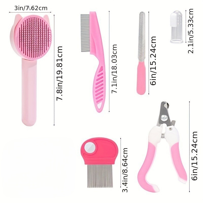 8 piezas Beauty Set Pet Nailcutter y archivo de salto de cepillo de dientes de silicona para mascotas etiquetable