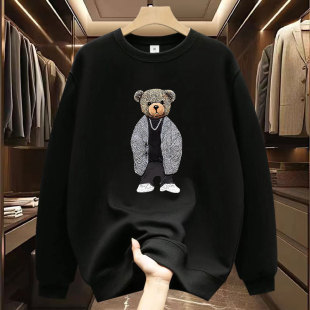 Fashionable Brand High Street Printed Long-Sleeved Sweatshirt for Men 2024 Spring New Heavyweight Round Neck Casual Top Jacket Ins