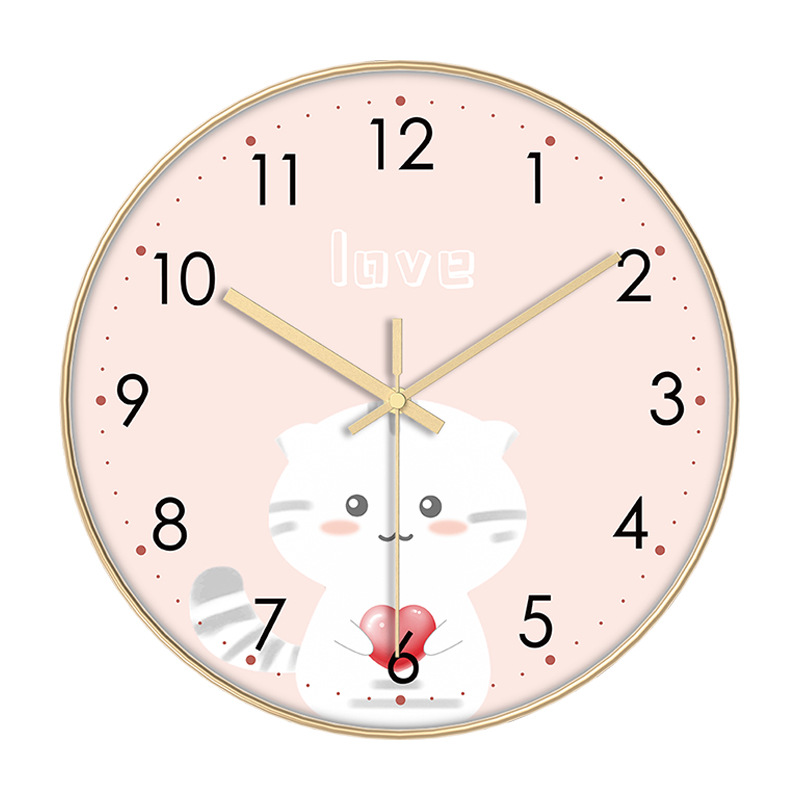 Fábrica personalizada al por mayor de dibujos animados para niños reloj creativo reloj de pared simple sala de estar dormitorio pared ponche-colgante de pelo libre image 13