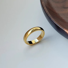 欧美热款简约钛钢4mm球面面素圈戒指情侣对戒食指不锈钢个性潮戒