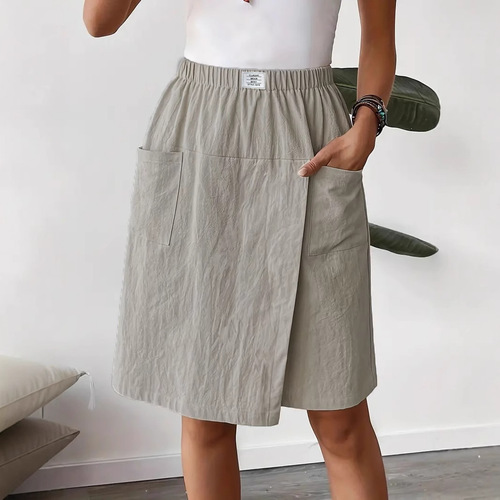 Eurasian Cross-border 2025 New Amazon TEMUwish Hiyin Foreign Trade Women's Pocket Casual Shorts Skirt