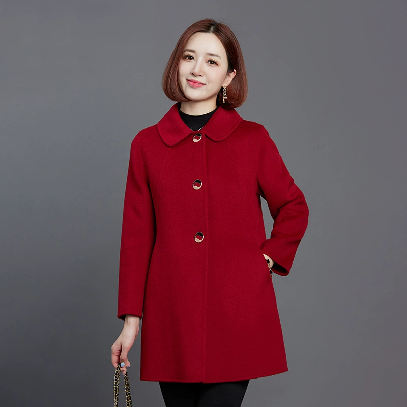 2023 Новое Женское двустороннее кашемировое шерстяное пальто в винтажном стиле, женское осенне-зимнее модное женское пальто больших размеров из чистой шерсти средней длины