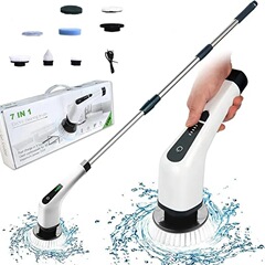 Seven-in-One Wireless Electric Cleaning Brush with Long Handle and Telescopic Design | Electric Spin Scrubber
