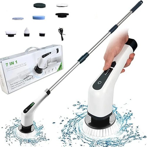 Seven-in-One Wireless Electric Cleaning Brush with Long Handle and Telescopic Design | Electric Spin Scrubber