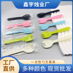 厚手の使い捨てケーキフォーク、デザートスプーン、フルーツフォーク、アイスクリーム用プラスチック製つや消しフォーク、個別包装