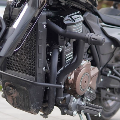 Suitable for Sekolon AQS401 Bumper Folding Backrest Leather Side Bag Canvas Side Bag Bars Anti-fall Anti-collision Tail Frame (Motorcycle bumper) - black-carbon-steel-rubber-head-bumper