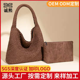 秋冬复古大容量单肩腋下包定制手工编织包托特女包潮流手提水桶包
