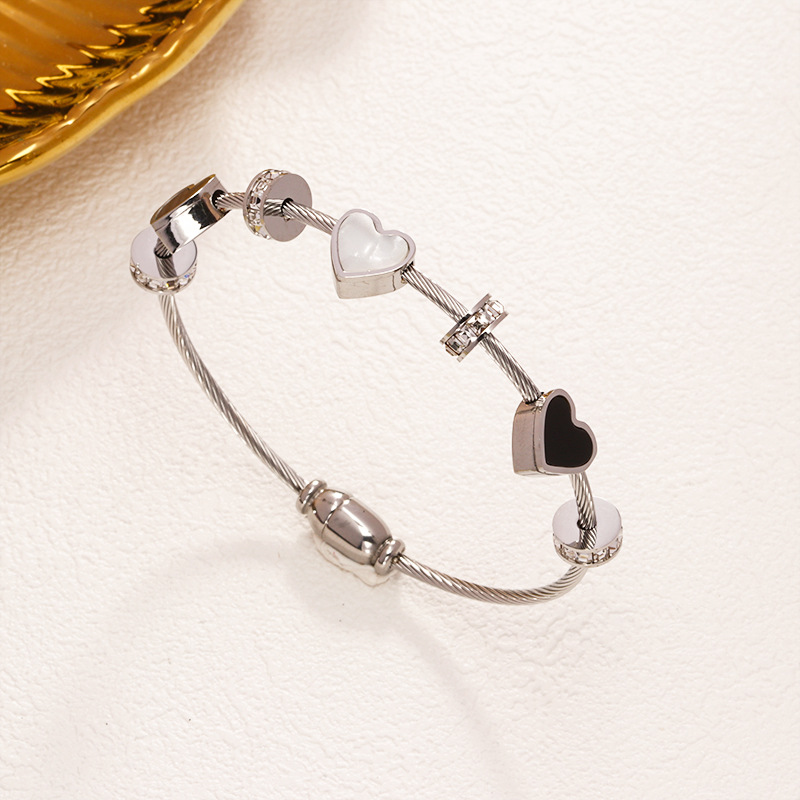 52 러브 스틸 와이어 팔찌 스틸 컬러