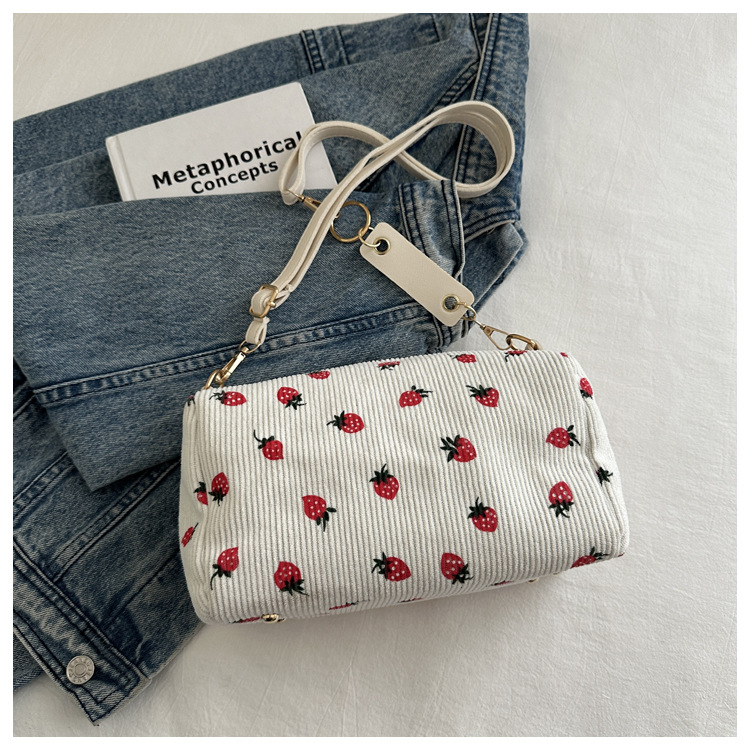Korean version Instagram fashion cute girl pillow bag 2024 summer new simple casual corduroy single shoulder diagonal_voghion.com