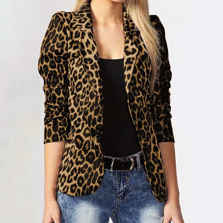 2024 Amazon AliExpress wish European and American Spring and Autumn Fashion Trend Leopard Print Elegant Commuter Thin Small Suit