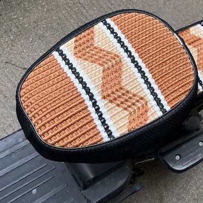 Electric car cushion Breathable Battery Car Thickened Heat - brown-wavy-round-head-front-seat-cover
