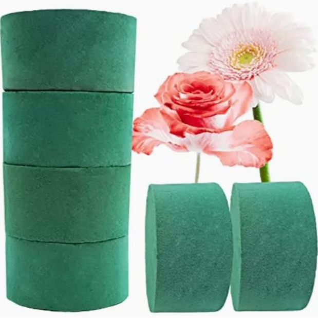 厂家批发圆形花泥包装材料干花泥加强型圆柱插花泥吸水强鲜花泥块