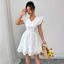 甜美初恋夏日小裙子小个子连衣裙微胖法式收腰显瘦沙滩裙度假短裙