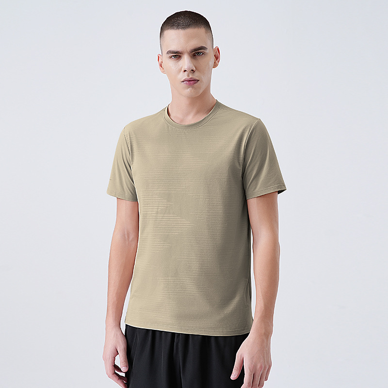 Primavera y verano, camiseta de cuello redondo de manga corta de secado rápido, delgada y ligera, camiseta de manga corta de secado rápido, camiseta deportiva al aire libre, camiseta de media manga de hielo