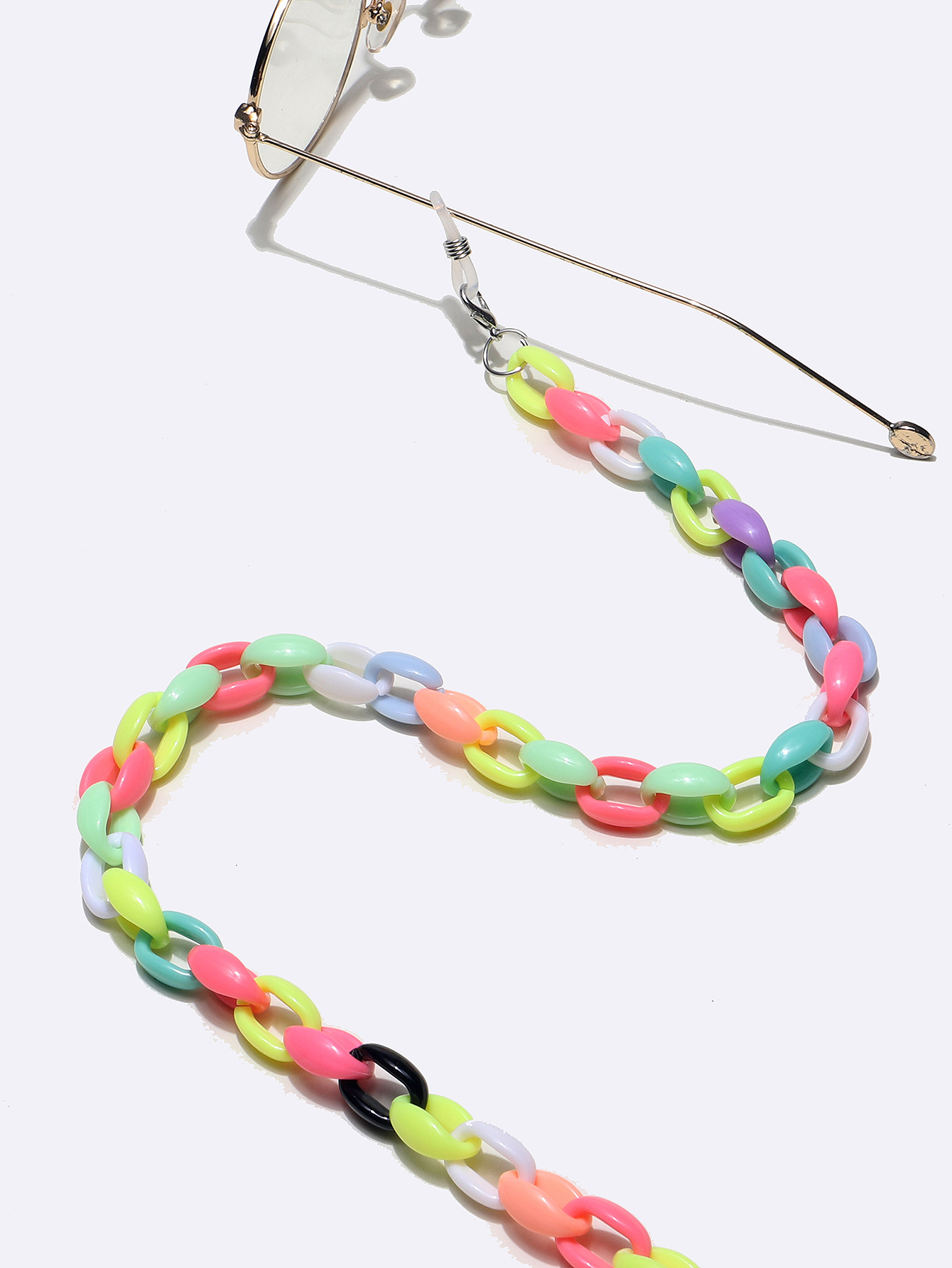 Fashion Contrast Color Large Oval Acrylic Glasses Chain display picture 2