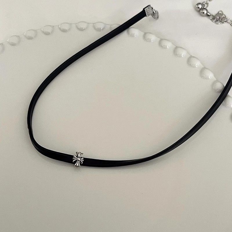 Casual punk cuero negro cruce collar choker nicho diseño dulce cool collar para mujeres minimalistas cool
