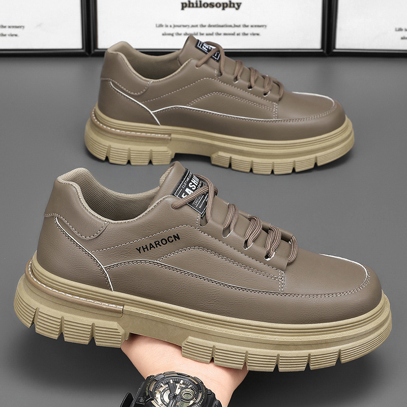 Zapatos masculinos de otoño, nuevos zapatos de herramientas transpirables, tendencia masculina, 100 zapatos de tabla deportivos de fondo grueso, zapatos de cuero casual, botas Martin image 3