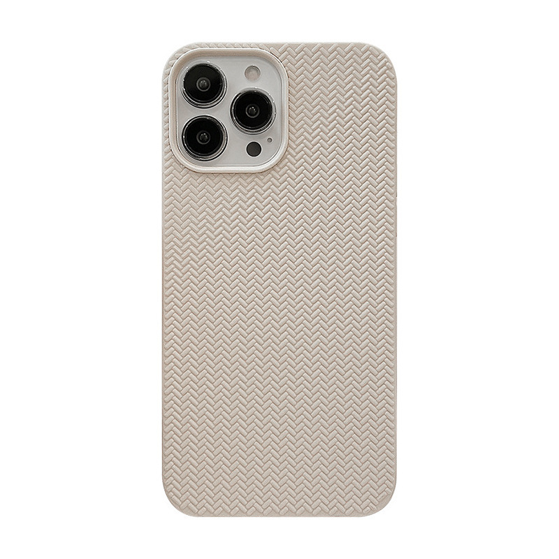 シンプルで高級感のあるiPhone14/16 Pro Max/17用織り/ニット柄X純色ケース|undefined