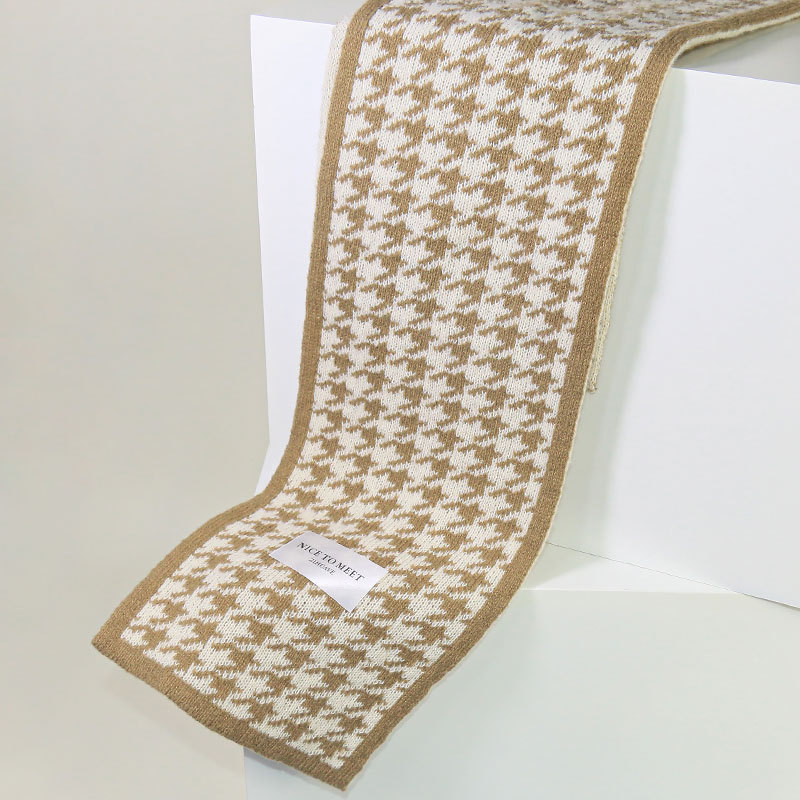 Sciarpa a griglia Qianniao da donna, inverno 2023, nuova coppia di studenti coreani versatili, lavorata a maglia, collo caldo_voghion.com