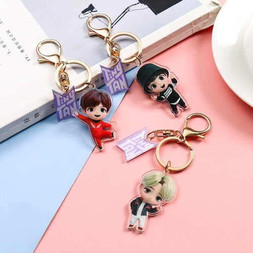 Temu hot selling BTS new TinyTAN cartoon acrylic keychain pendant peripheral same style