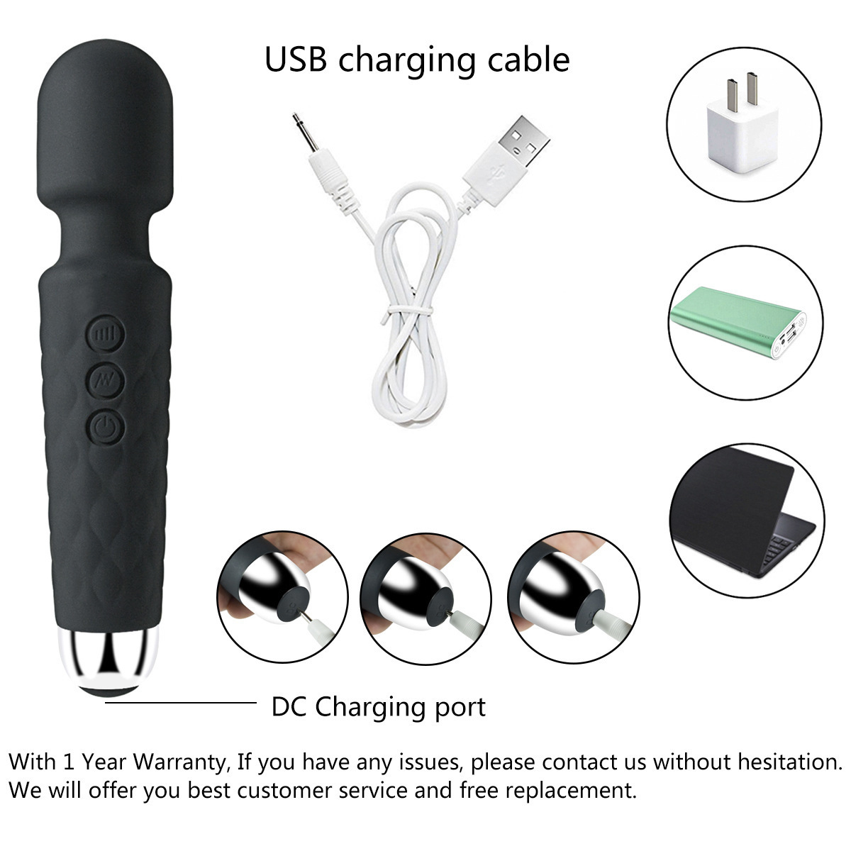 Vibromasseur Knight 20 Fréquences pour la masturbation féminine, bâtonnet AV pour la stimulation clitoridienne, produits pour adultes, sextoys_voghion.com