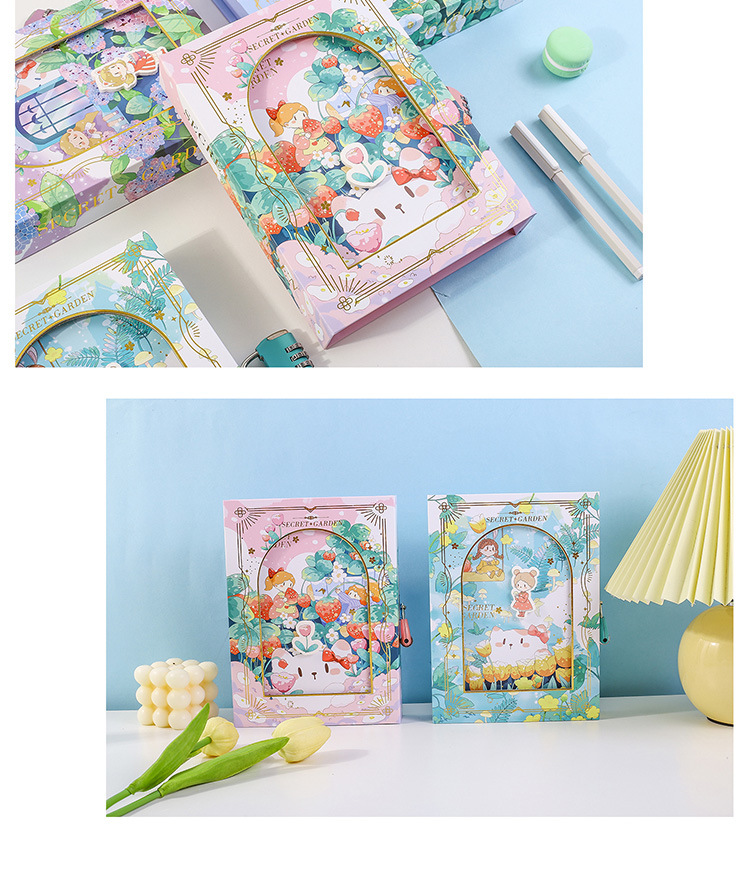 Cute Cartoon Floral Pattern 32k   Password Hollowed-out Cover Notebook display picture 1