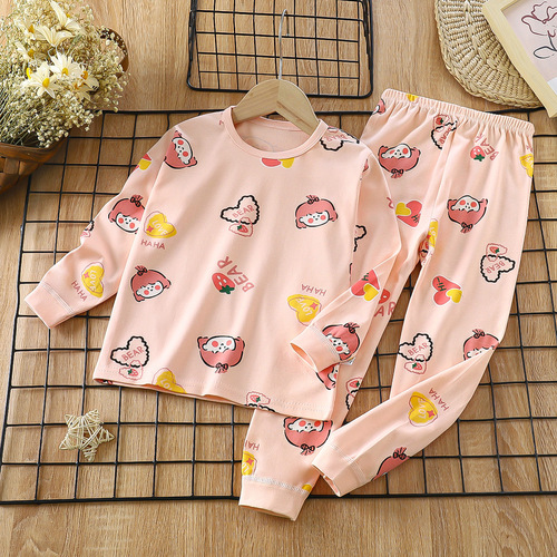 2024 Boys Underwear Set Pure Cotton New Medium and Large Children's Pajamas Teenagers Autumn Clothes Autumn Pants Children's Clothing Wholesale