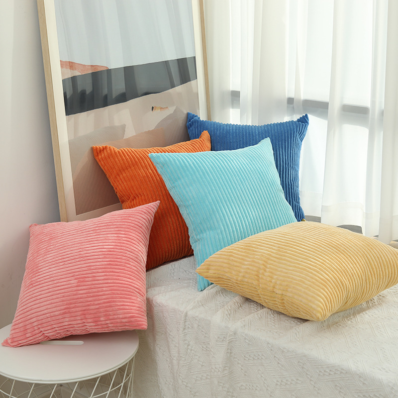 Plain Color Simple Corn Stripe Cushion Cover, Solid Color Plush Pillowcase, Multi-Color Corduroy Sofa Throw Pillow Cover Wholesale Plain Color Simple Corn Stripe Cushion Cover, Solid Color Plush Pillowcase, Multi-Color Corduroy Sofa Throw Pillow Cover Wholesale